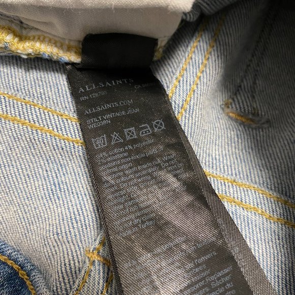 AllSaints Stilt Vintage Jeans | Blue Mid Indigo Skinny Straight Leg | Size 25 - Picture 9 of 9